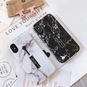 

10pcs/lot Novelty Korea Marble Hide Stand Full Cover Phone Case For iPhoneXsmax 8plus 6s 7plus Body Shell Protect