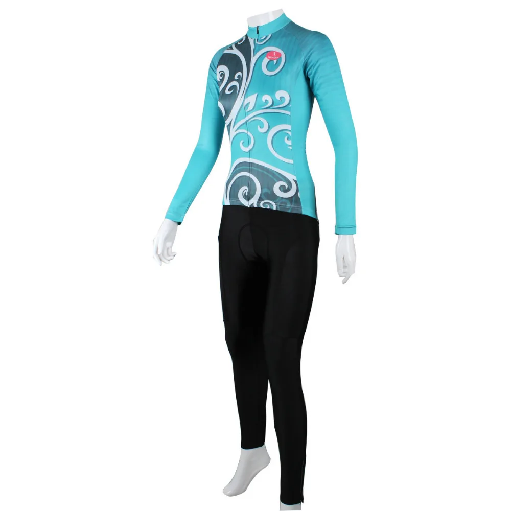 Blue unique tree designed bike Jersey long sleeve cycling team jerseys