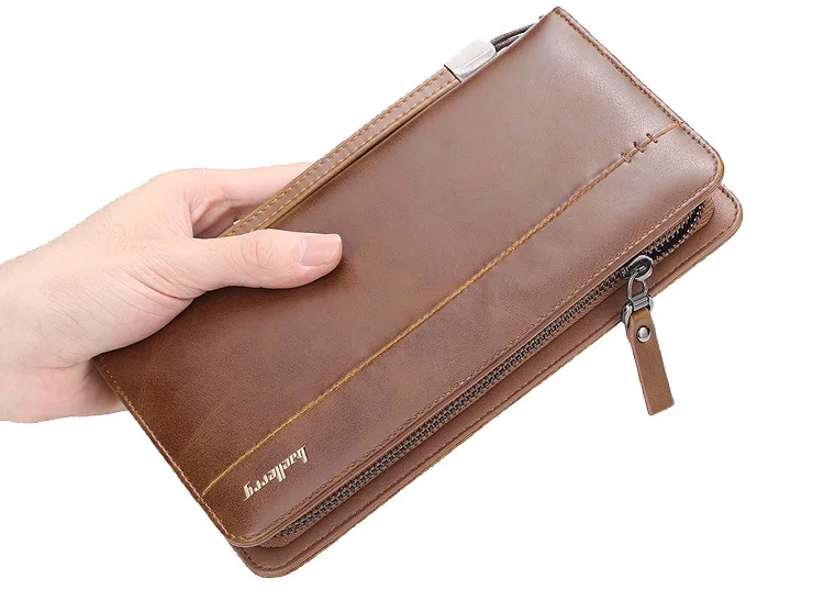 Baellerry Big Capacity Wristlet Clutch Wallets Men Leather Zipper Cell Phone Long Wallet Man Carteira Card Holder Male Purse NEW