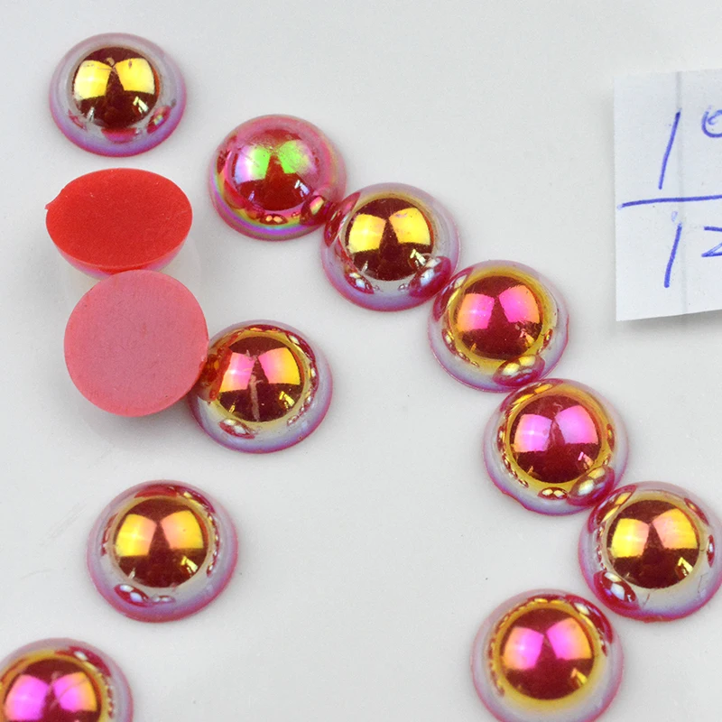 

FLTMRH 10MM 130PCS AB Flatback Half Round Plastic ABS Imitation Pearl Beads For Delry Craft Scrapbook Decoratio