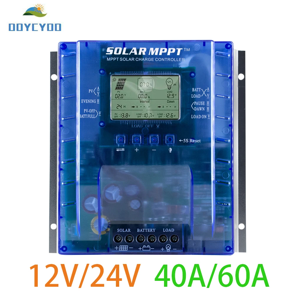 

OOYCYOO MPPT Charge Controller 60 amp, 12V/24V Auto,Max 100V, 780W/1560W Input Solar Regulator,with LCD Display for Lead-Acid