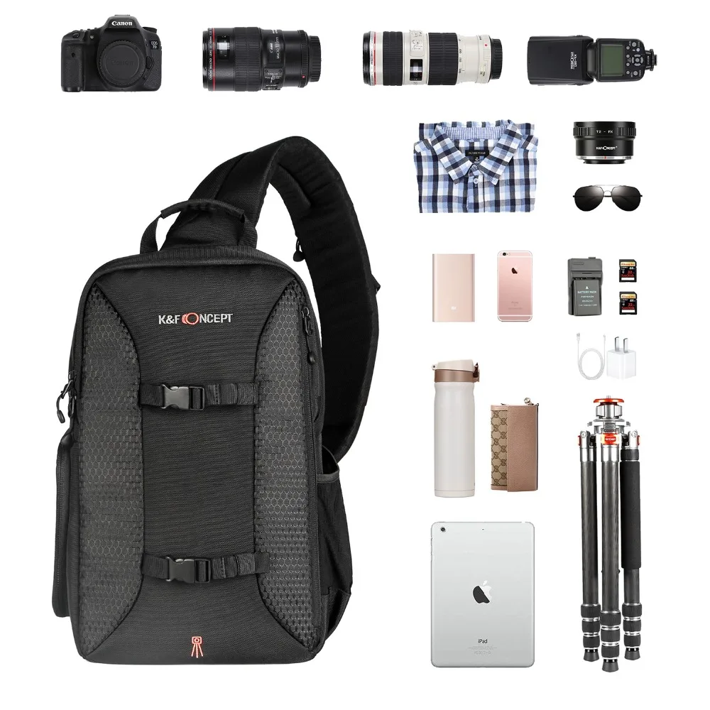 

K&F Concept Camera Shoulder Sling Bag Waterproof Multifunctional Casual Travel Bag With For DSLR Laptop Case