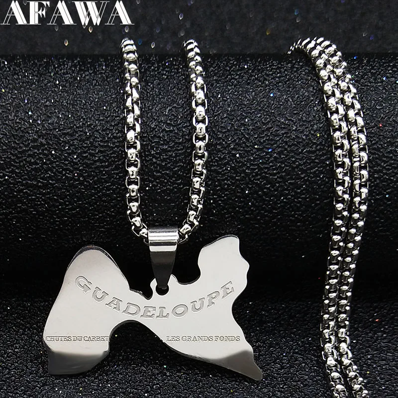 

2019 France Guadeloupe Stainless Steel Necklaces Pendants Men Jewelry Silver Color Chain Necklace Jewelry colgante hombre N19005