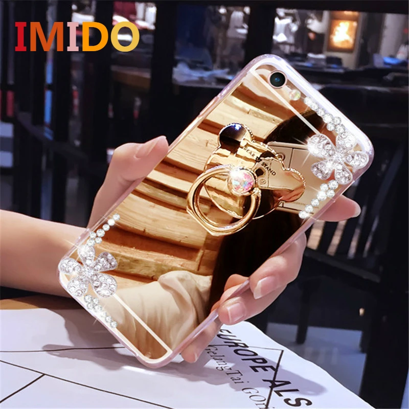 IMIDO для samsung J3/J5/J7 prime 2016 Чехол Мягкий ТПУ Алмазный металлический зеркальный чехол