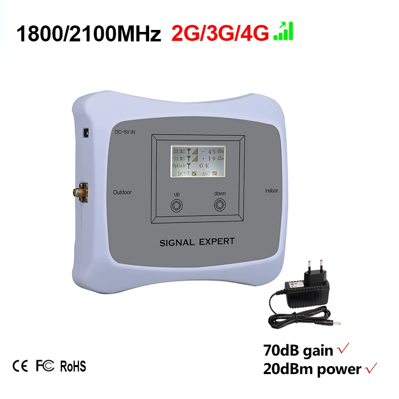 عرض خاص! الذكية المزدوج الفرقة 2G3G4G 1800/2100 إشارة المحمول الداعم هاتف محمول مكرر الخلوية مكبر للصوت فقط جهاز + محول