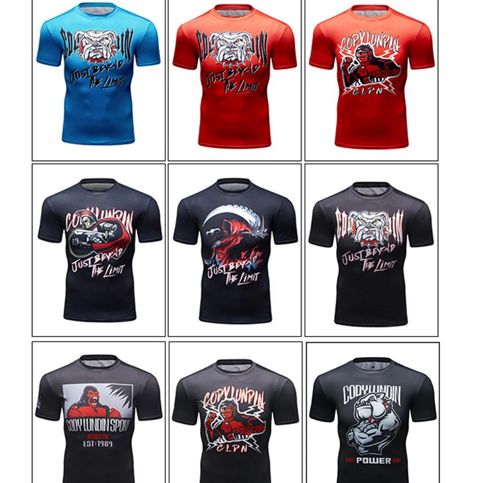 

MMA T Shirts Rashguard Men Short Sleeve Boxing Jerserys Compression Quick Dry T-shirts Bjj Muay Thai Fight Tops MMA Ve'num Tees