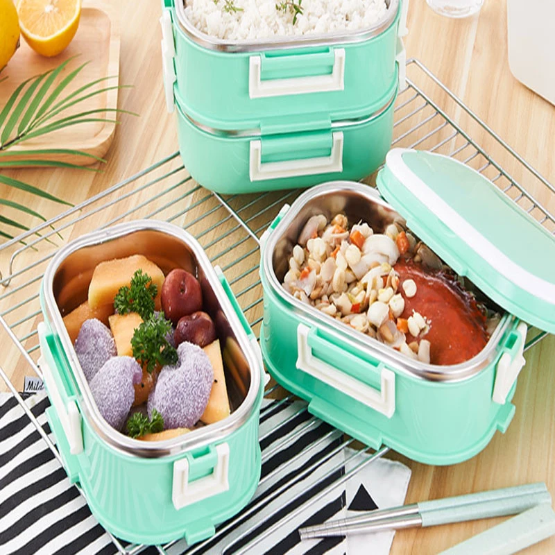 2-4 Layer Leakproof 304 Stainless Steel Lunch Box Insulation Thermos Japanese Style Bento Box Kids Metal Food Container Portable