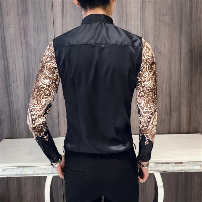 Мужская рубашка с принтом «пейсли» Camisa социальная мужская длинная рубашка Выходные туфли на выпускной вечерние рубашка роскошные Рубашка Royal Повседневное приталенная одежда с длинным рукавом