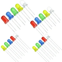 100 шт/партия смешанный цвет 3 мм 5 мм излучающий диод красный зеленый желтый, синий, белый светодиодный комплект