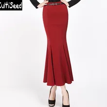 Весенне-осенние юбки-трубы, одежда женская винтажная элегантная для работы в офисе, одноцветная тонкая бедра, длинные юбки с ремнем