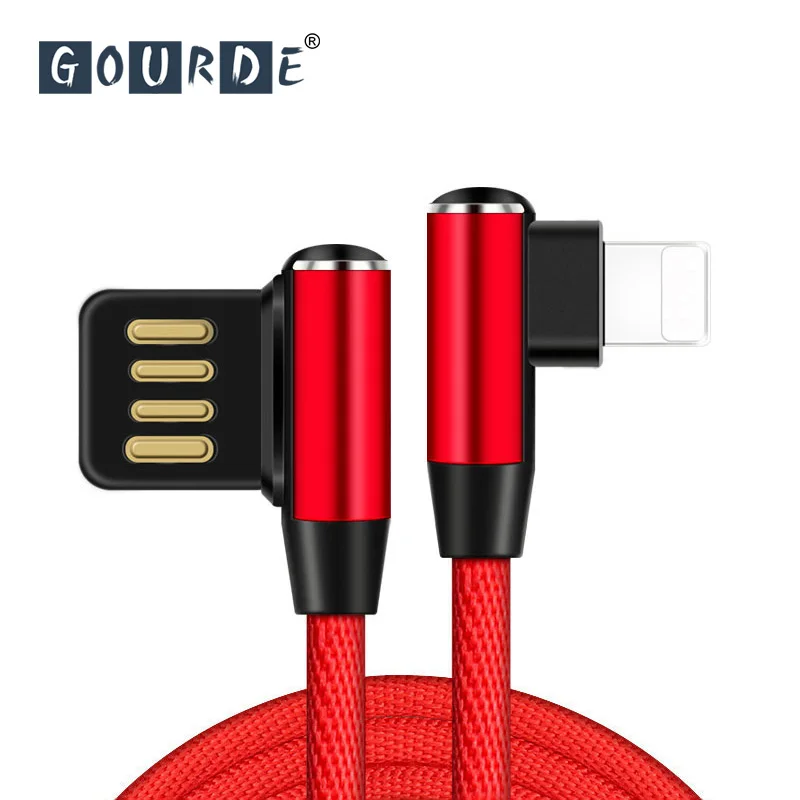 Goedkoop Gourde elleboog kabel voor iphone x Graden Usb kabel voor iphone 6 6s 7 8 plus L Type lader kabel datum kabel voor iphone 5 SE