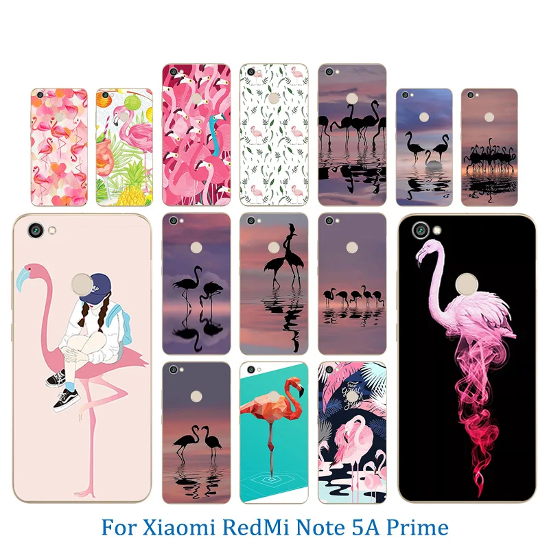 For Xiaomi Redmi Note 5A Prime Fingerprint Back Cover Silicone Flamingos Pattern 5.5 inch Phone Case for Hongmi Pro Capa |