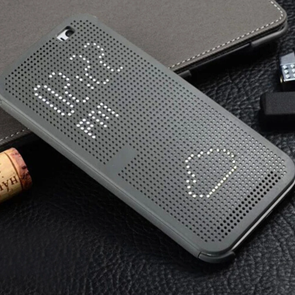

Slim Dot Bag Smart Auto Sleep Wake View Shell Soft Silicone Original Flip Leather Cover Shockproof Case For One M8 M8s E8