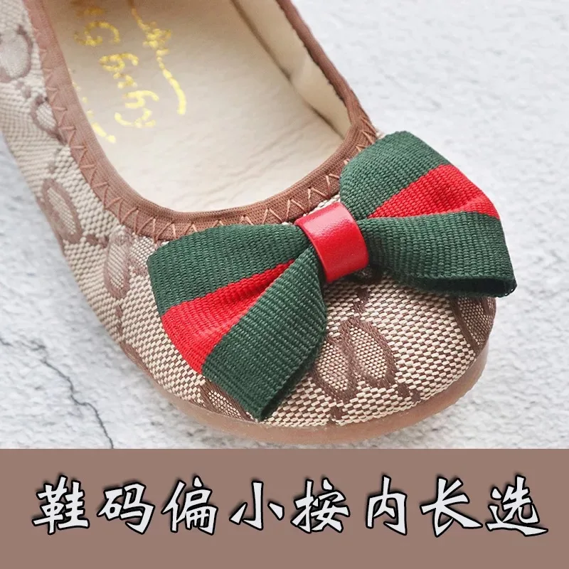 Spring New Type Alphabet Printed Girls'Shoes, Shallow-mouth Shoes, Soft-soled Butterfly Egg Roll Children's Shoes