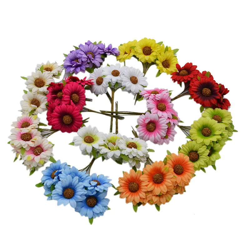 12 cái Hướng Dương người đứng đầu Hoa Lụa Hoa Cúc bó hoa trang trí nội thất home wedding vườn Embellishments DIY Craft Nguồn Cung Cấp