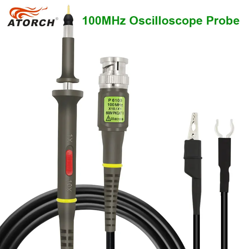 Atorch Oscilloscoop Probe Kit DC 40MHz 100Mhz Scope Clip Test Probe