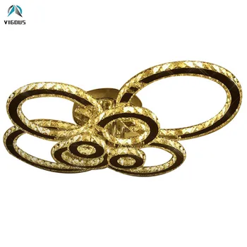 

Modern Living Room Lustre Dimmable Led Chandelier K9 Crystal Steel Rings Ceiling Chandelier for Foyer Luminarias Lamparas Light