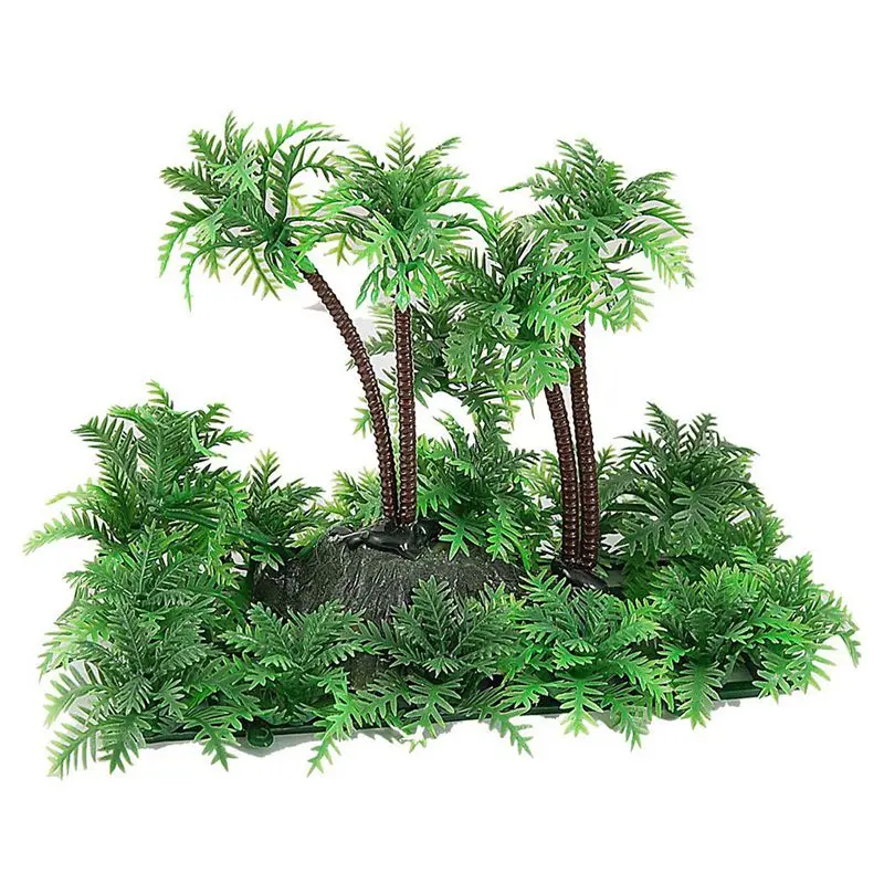 Новинка 3,9 дюймов Высота искусственный кокосовый пальмовый завод для аквариума аквариум зеленый - Цвет: Green