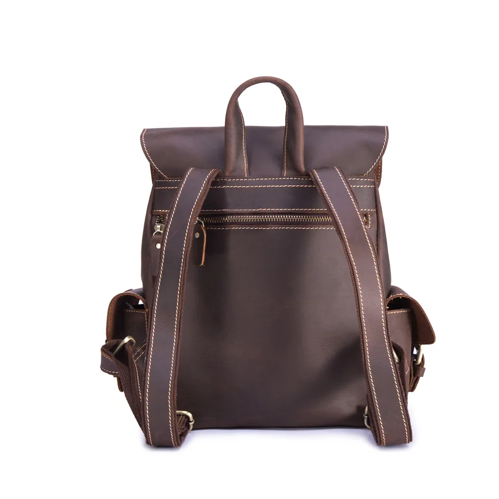 Мужской рюкзак из натуральной кожи Crazy Horse винтажный Рюкзак mochila hombre для