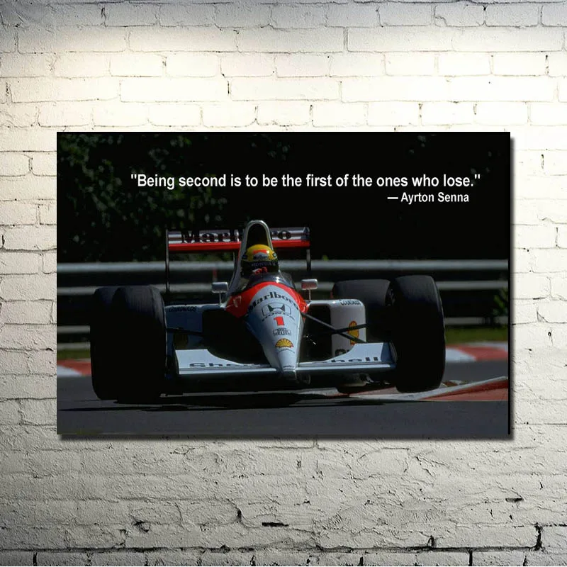 Айртон Сенна да Силва F1 гонщик ИСКУССТВО ШЕЛК плакат печать 13x20 дюймов спортивные
