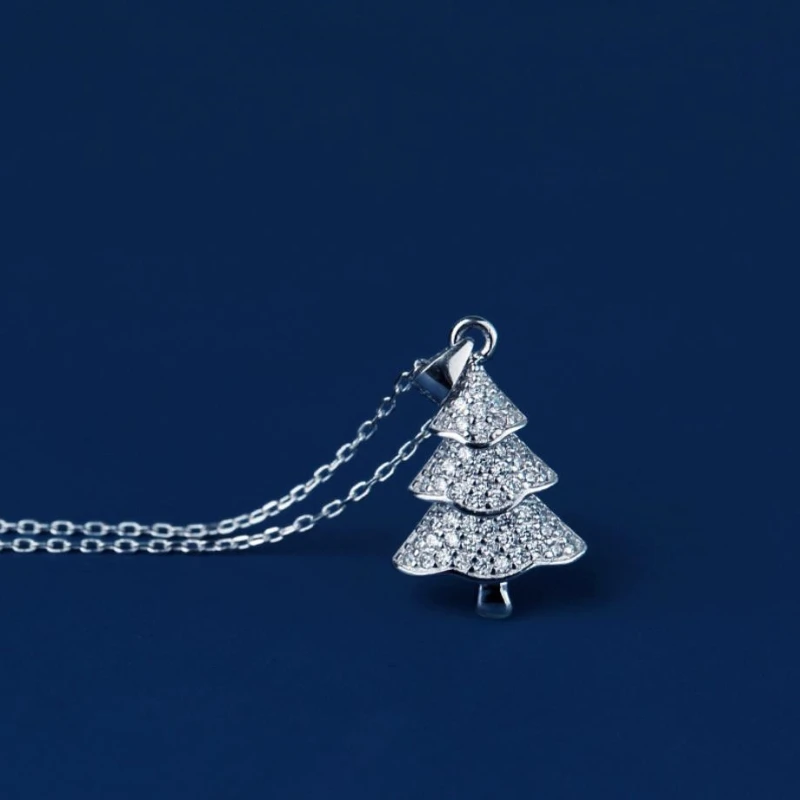

Sweet Three-Dimensional Multi-Layer Christmas Tree Christmas Gift 925 Sterling Silver Temperament Female Necklace SNE104