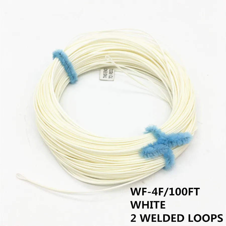 Fly Fishing 2 сварных петли WF 1 2 3 4 5 6 7 8 9WT Fly Fishing Line 100 футов Вес вперед плавающая Летающая леска много цветов - Цвет: WHITE