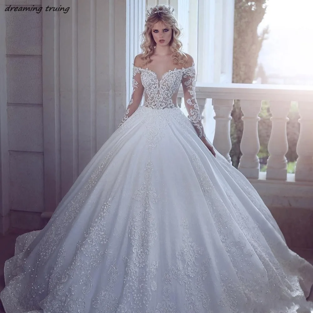 conew_2019-new-luxury-a-line-wedding-dresses-illusion-v-neck-lace-appliques-crystal-beaded-long-sleeves-sweep-train-plus-size-formal-bridal-gowns_conew1
