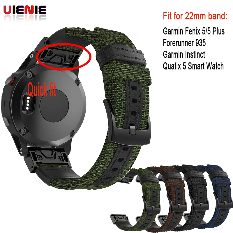

22mm Woven Nylon Sweatproof Quick Fit Watch Band Strap for Garmin Fenix 5 /5 Plus/Approach S60/Forerunner 935 Wristband bracelet