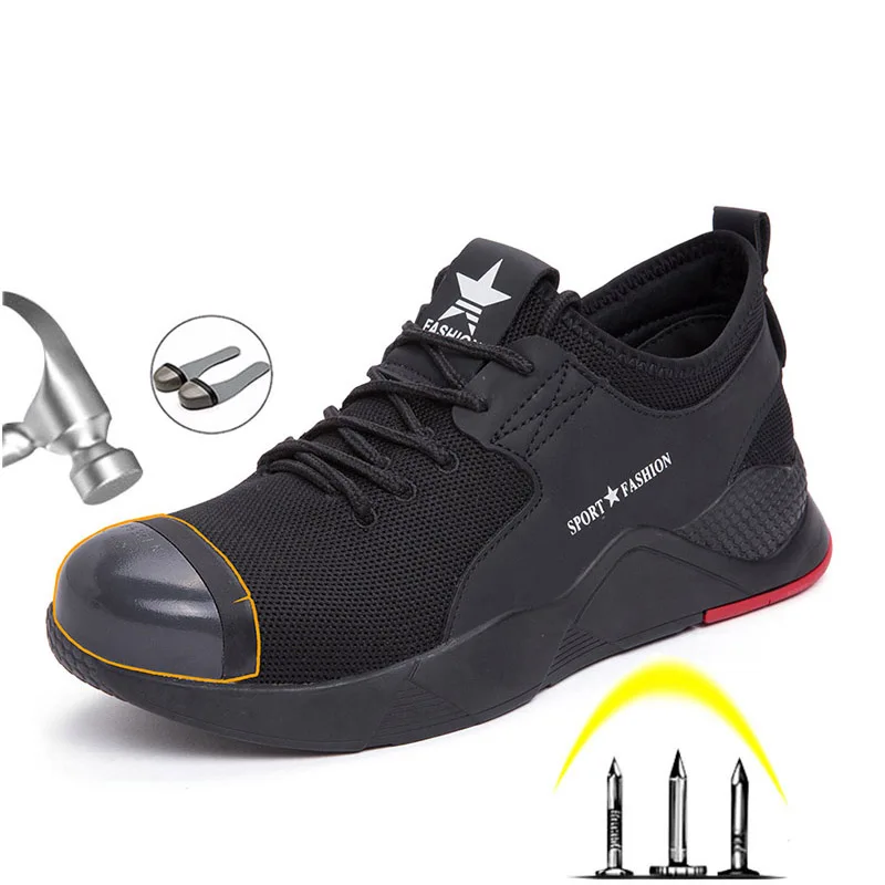 Été respirant hommes chaussures de sécurité mode décontracté hommes bottes tête en acier intégré Anti fracassant Anti piercing hommes bottes de travail|Chaussures de sécurité| | -