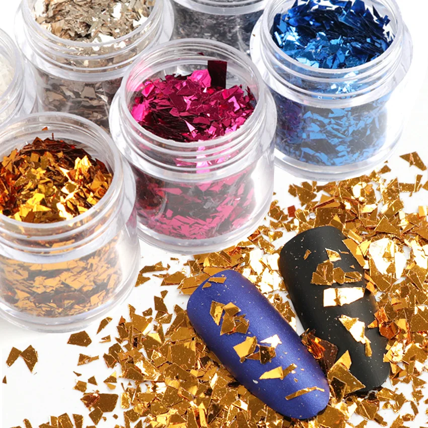 1 Box 10ML Nail Art Sequins Gold/Silver Irregular Candy Paper Manicure Glitter Sequin For UV Gel Decor -Assorted Color GF14 | Красота и