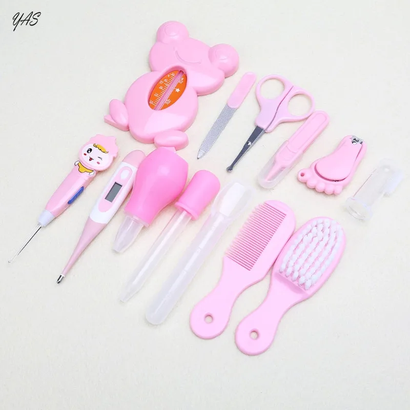 YAS 13pcs/Set Multifunction Newborn Baby Kids Nail Hair Health Care Thermometer Grooming Brush Kit Healthcare Accessories