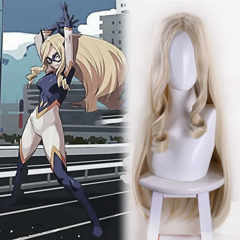 

My Hero Academia Mt. Lady Blonde Curly Synthetic Sexy Hero Hair Cosplay Wig +Wig Cap