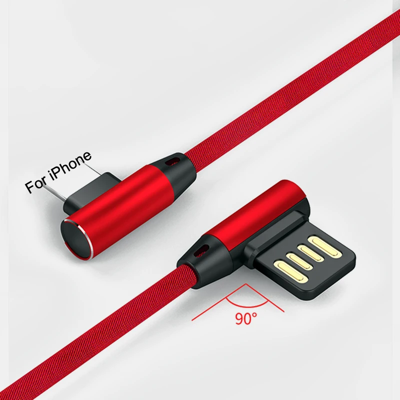 Goedkoop Verlichting Kabel 90 Graden Dual side TPE L Buigen Snel Opladen USB Data Game Kabel voor iPhone x 8 8 plus 7 7 plus 6 6 plus 5