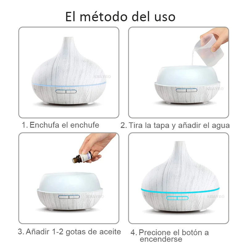 2019 New 300ML White Remote Control Ultrasonic Wood Grain Humidifier Aromatherapy Aroma Essential Oil Diffuser for Home Bebe