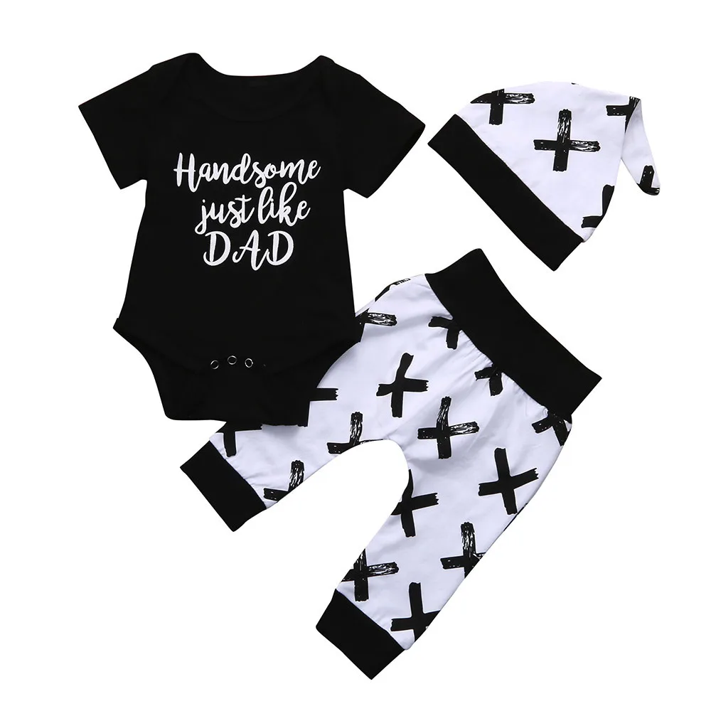 

Toddler Baby Boy Short Sleeve Letter Print Tops T-Shirt +Pants Outfits Set clothes for newborn girls cake smash outfit 2019
