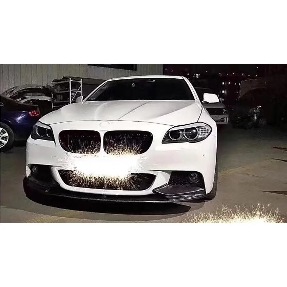Splitters de labio delantero de fibra de carbono para BMW serie 5 F10 520i 528i 530i 535i M-sport 2012- protector de parachoques de cabeza 2018