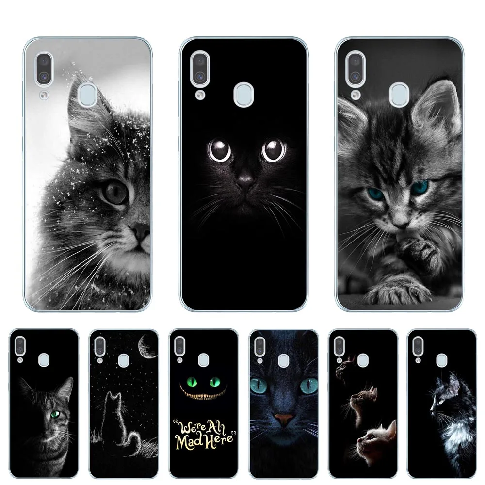Coque Rigide Pour Samsung Galaxy A10 A20 A30 A40 A50 A60 A70 A90 A03 A04 – Chat Mignon 19 (Blanc)