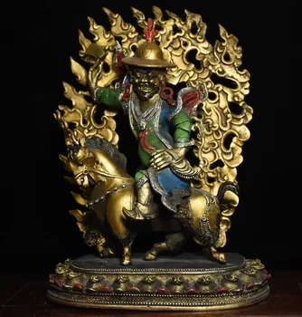 

christmas 12 Tibet Buddhism fane Bronze painting Ride Sheep Protector Deity Buddha Statue halloween