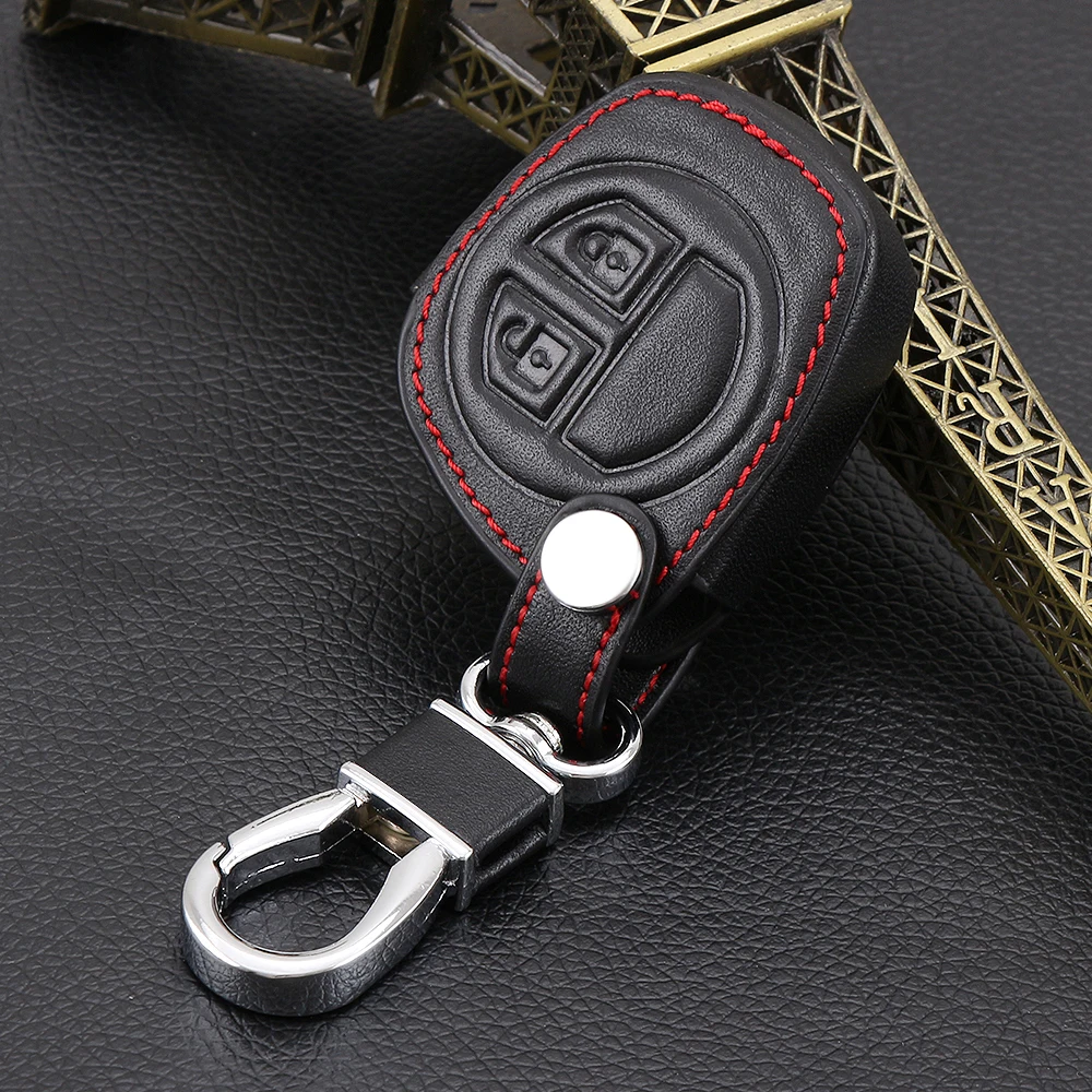 

2 Button Remote Leather Key Case For Suzuki SX4 Swift Grand Vitara Liana Keychain Cover Car Accessories