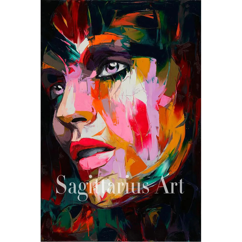 

Francoise Nielly Designer Untitled 576 Hand Painted Palette knife Abstract Oil Painting Canvas Home Decor Fine Artwork Cool Face