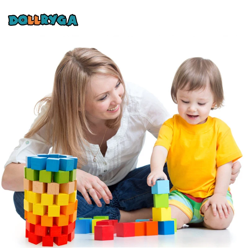 100pcs/box DIY Colorful Bulk Cylindrical Wooden Blocks Children Stimulate Imagination Rainbow Blocks Toys DOLLRYGA Free Shipping