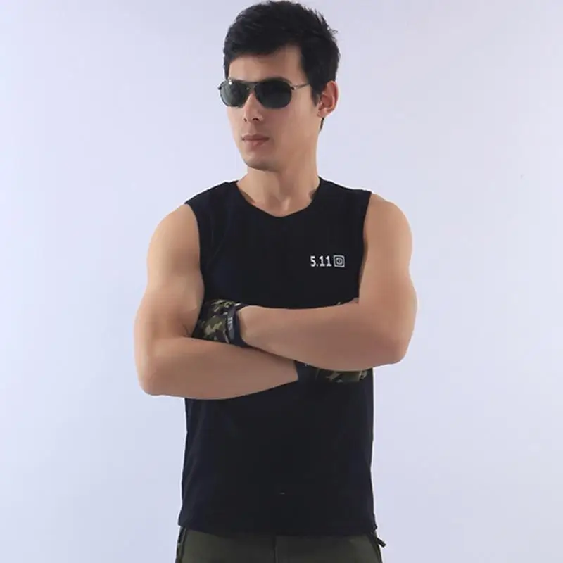 Zuoxiangru Для мужчин хлопок круговой шеи версия тренажерные залы армии Военная Униформа футболка для фанатов Для мужчин Камуфляжный жилет Пеший Туризм футболка - Цвет: black Tshirt