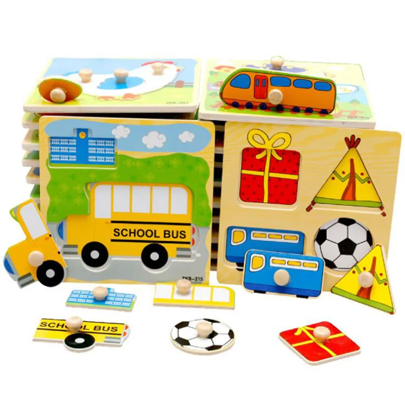 Venta caliente juegos educativos imagen rompecabezas juguetes para niños regalos animales de dibujos animados rompecabezas de madera bebés juguetes educativos