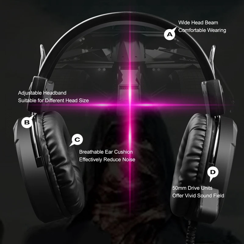 A1 Game Headsets 3 5Mm Wired Headphones Noise Cancel Earphone With Mic Colorful Led Light Volume Control Aux Usb For Desktop P
