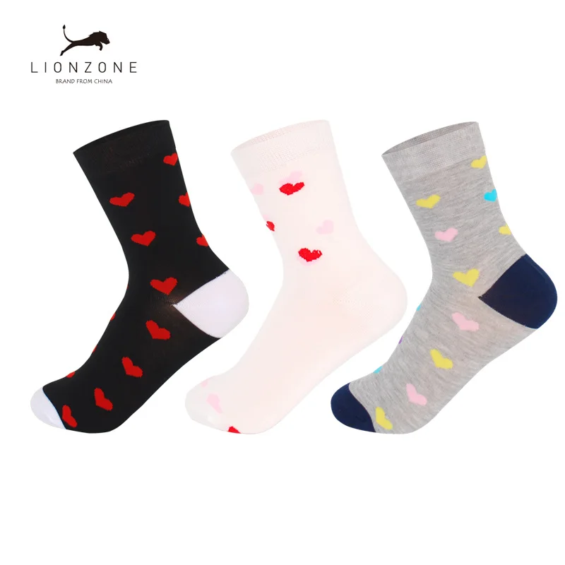 

3Paris/Lot Pretty Cute Warm Women Socks With Muti Heart for Female Breathable Comfort Leisure Bamboo Socks