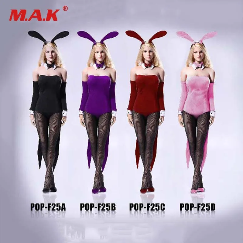 

F25ABCD 1/6 black Waitress Tuxedo Bunny Girl Cosplay Clothing F 12'' Figure Accessories for 12" PH Large Bust Action Figure Doll