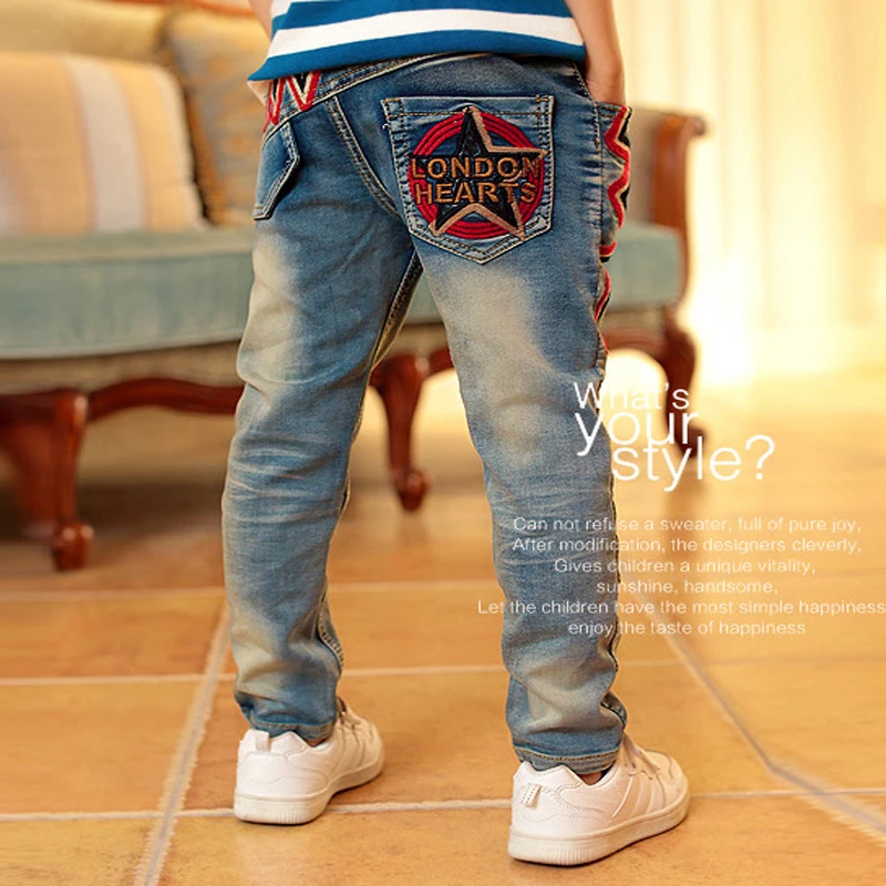 2017 New Fashion Kids Jeans Elastic Waist Straight pants