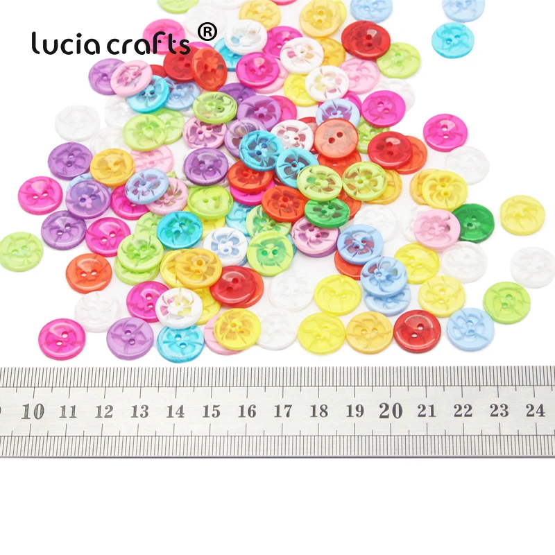 Lucia crafts 50 шт/100 шт 14 мм красочные круглые цветы смолы 2 отверстия кнопки для самостоятельного пошива одежды аксессуары E0515