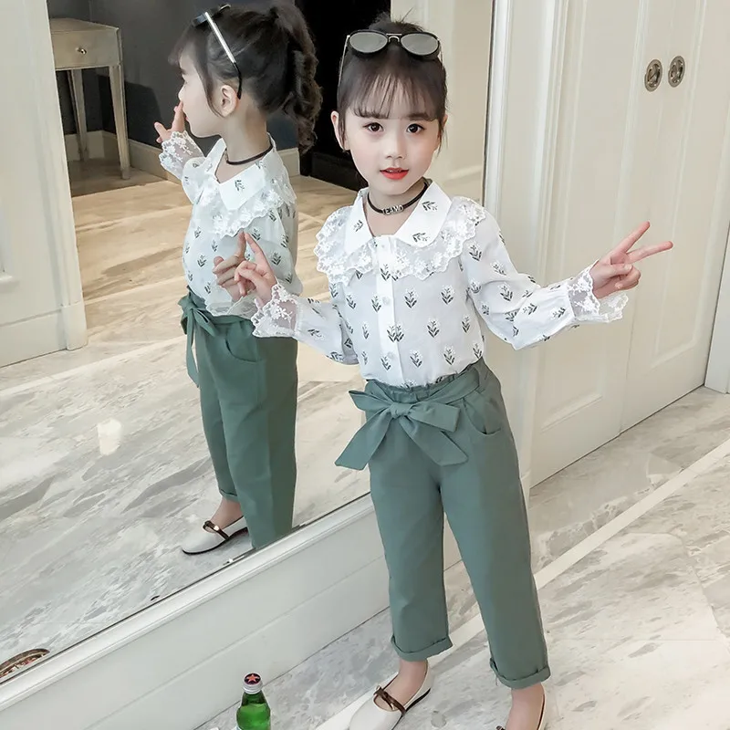 

Children's Clothing Set For Girls Spring Kids Clothing Suit Long Sleeve Clothes For Teen Girls 6 8 12 Years Lace Kids Clothing