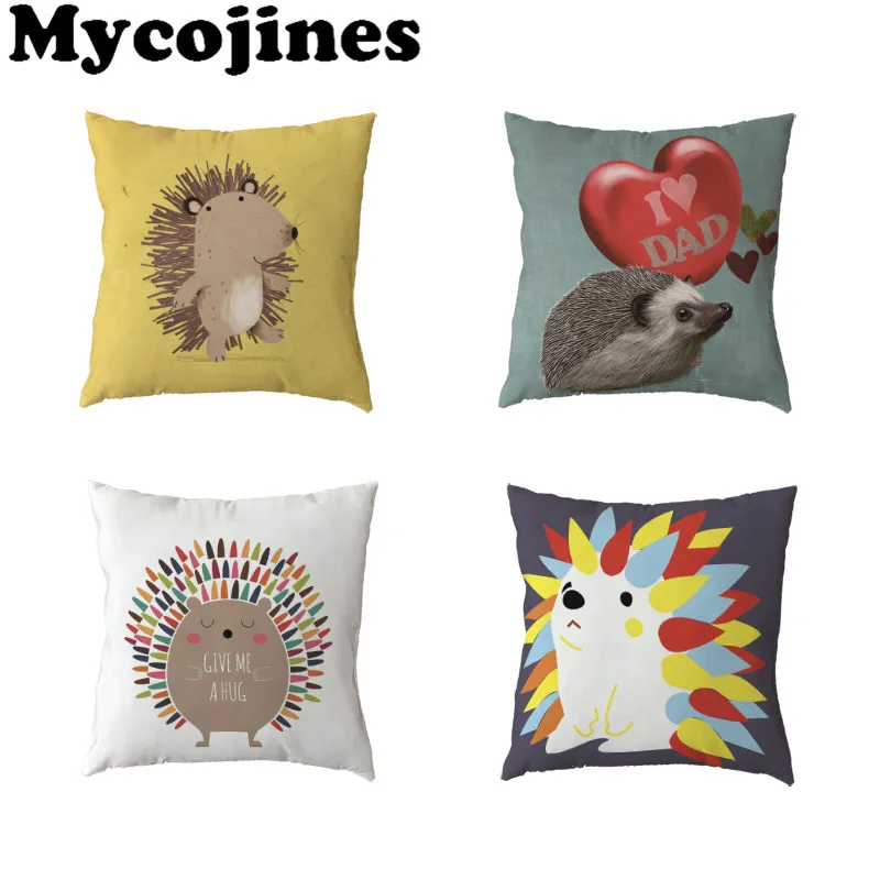 

Creative Cushion Cover Colorful Hedgehog Pine Cone Love Letter Snowflake Bedroom Sofa Decorat Polyester Peach Skin Pillow Cases